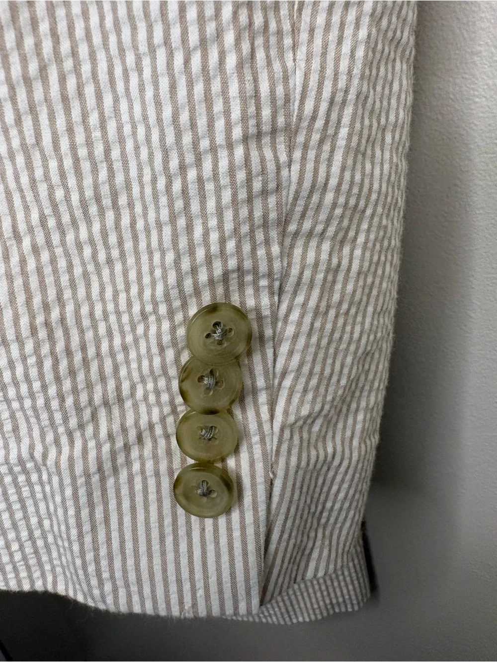 J.Crew 44R Tan Seersucker Cotton Blazer Sport Coat Two Button